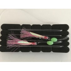 CHOMP FLASHER RIGS - WITH MITSU HOOKS - PINK TINSEL (3)